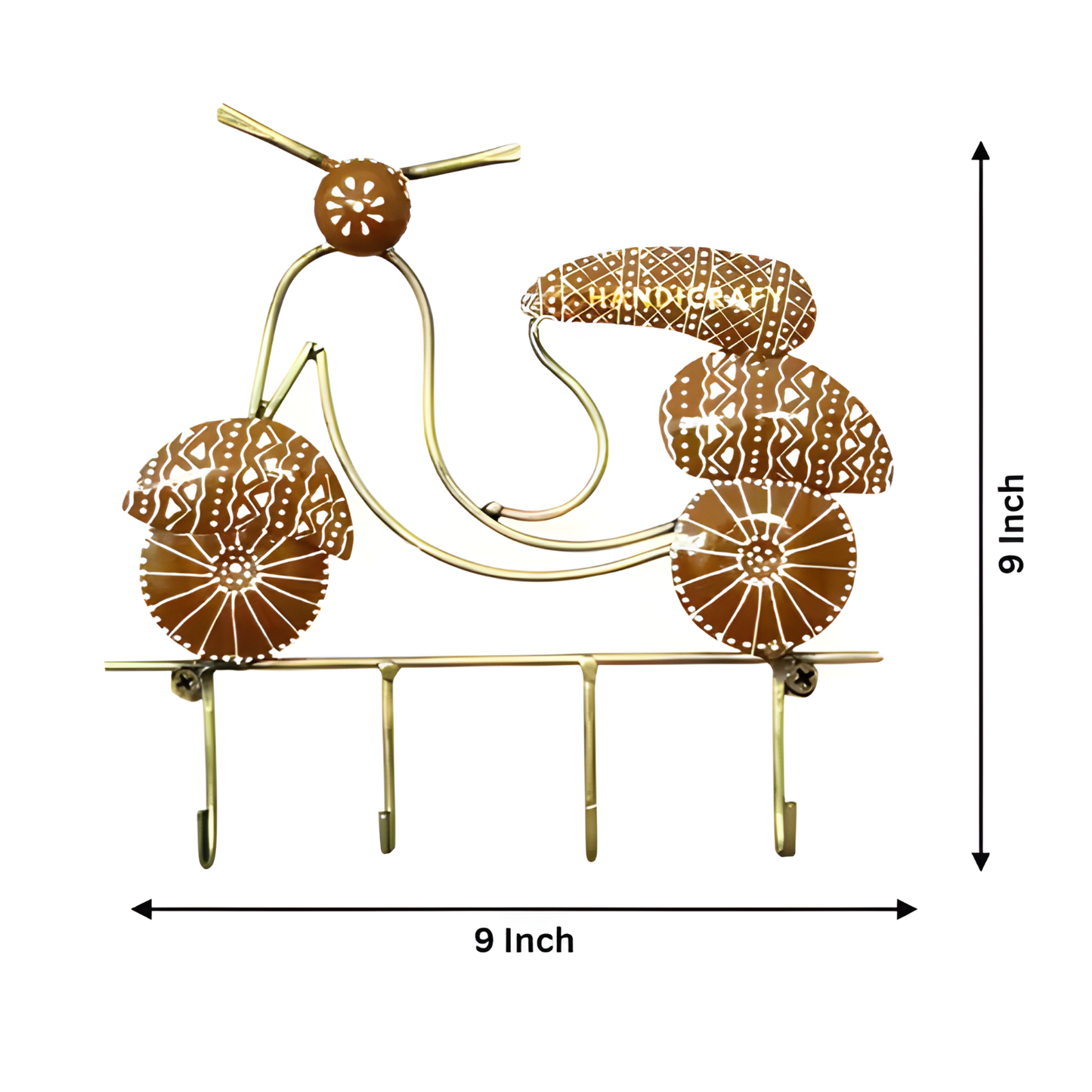 Hand-Painted Scooter Wall Hook | Rustic Metal Home Decor Organizer