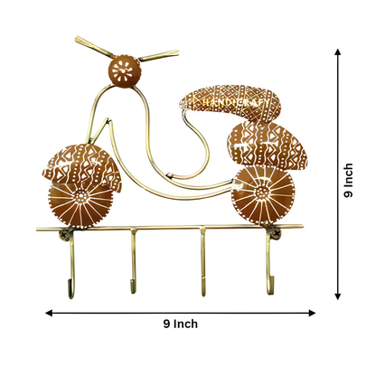 Hand-Painted Scooter Wall Hook | Rustic Metal Home Decor Organizer