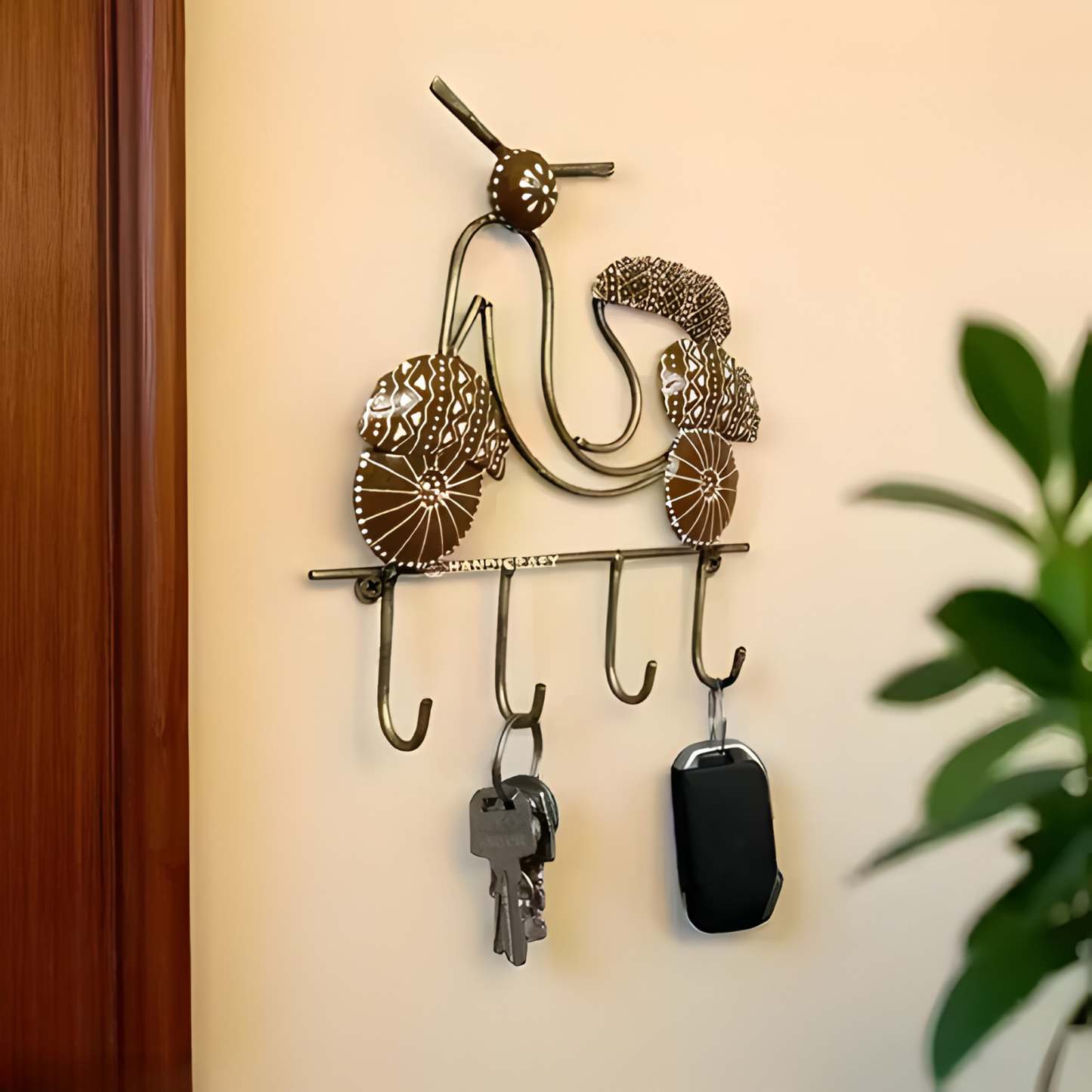 Hand-Painted Scooter Wall Hook | Rustic Metal Home Decor Organizer