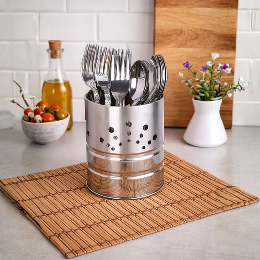 Stainless Steel Spoon Holder & Cutlery Stand | Kitchen Spoon Rack & Utensil Organizer (Silver)