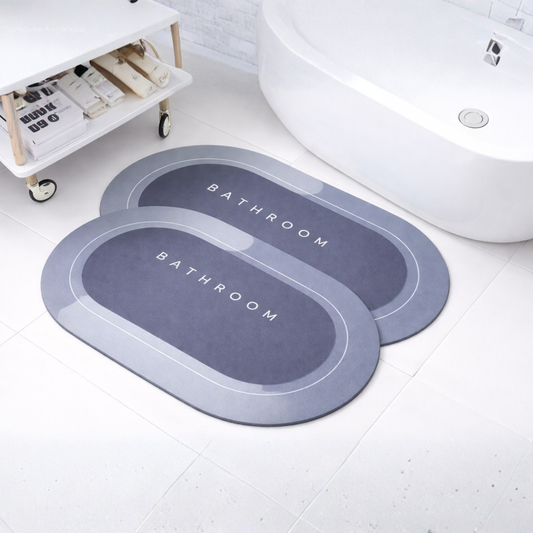 Diatomaceous Earth Bathroom Bath Mat Set (Pack of 2) | Super Absorbent Quick Dry Non-Slip Floor Mat