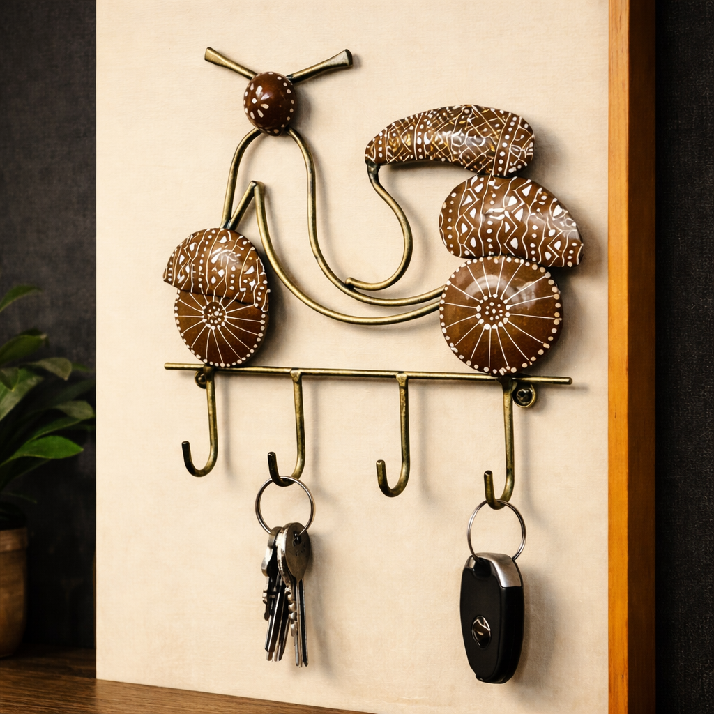 Hand-Painted Scooter Wall Hook | Rustic Metal Home Decor Organizer