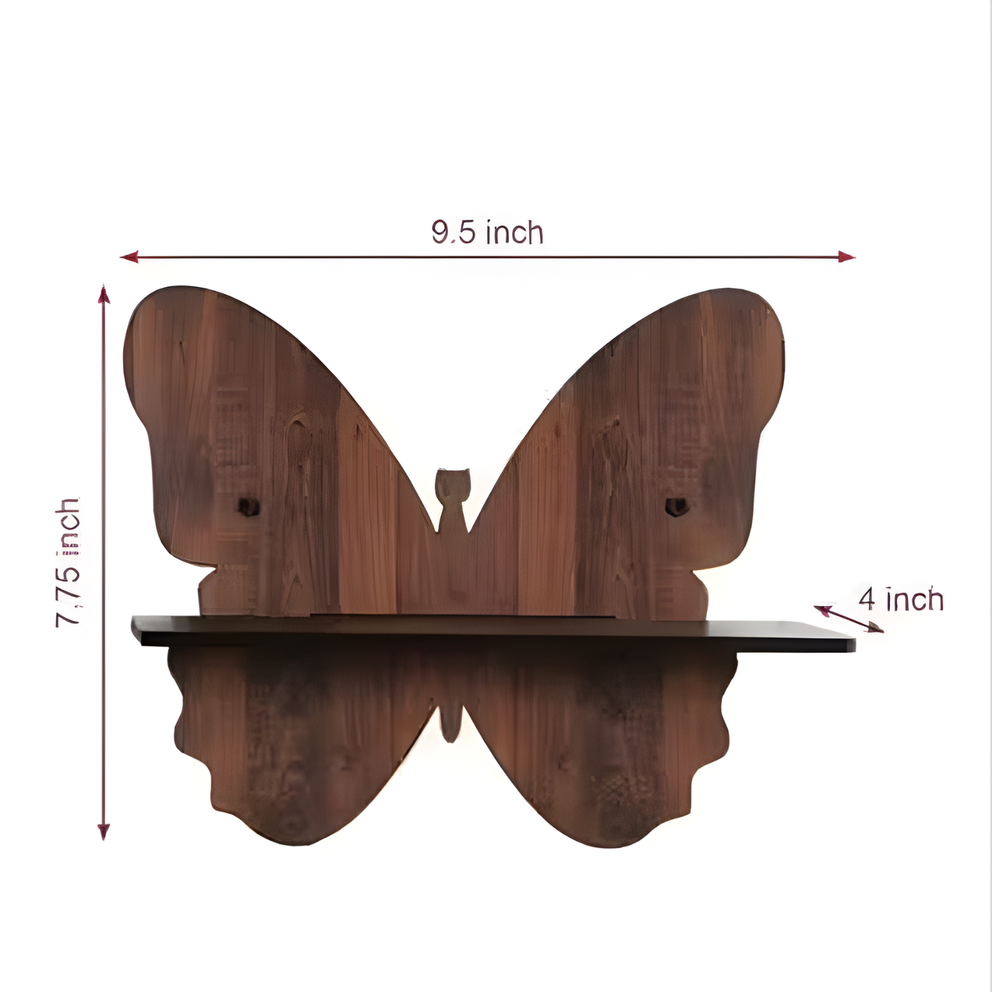 Set of 4 Butterfly Design Wooden Wall Shelves | Decorative Wall Mounted Shelves for Living Room, Bedroom & Home Décor