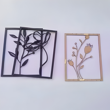 Modern Metal Wall Art Combo | Botanical & Butterfly Design | Good Vibes Living Room Wall Decor (Set of 6)