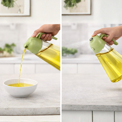 2 in 1 Oil Dispenser Bottle with Pour & Spray | Leak Proof Glass Oil Bottle | Cooking Oil Spray & Pour Bottle for Kitchen (500 ml)