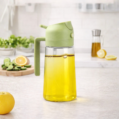 2 in 1 Oil Dispenser Bottle with Pour & Spray | Leak Proof Glass Oil Bottle | Cooking Oil Spray & Pour Bottle for Kitchen (500 ml)